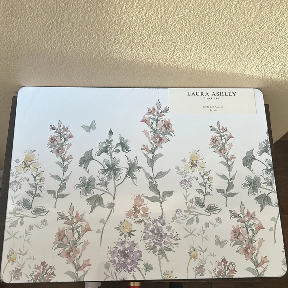 Laura Ashley Set Of 4 Cork Placemats New Floral Spring